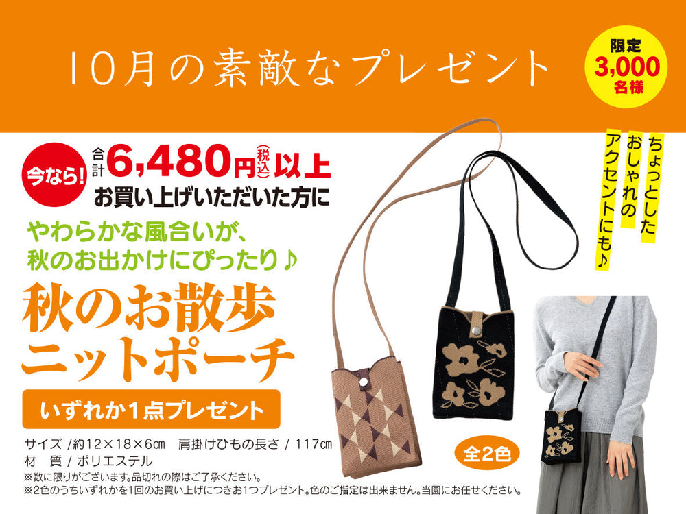 10月のお楽しみプレゼント　 秋のお散歩ニットポーチ